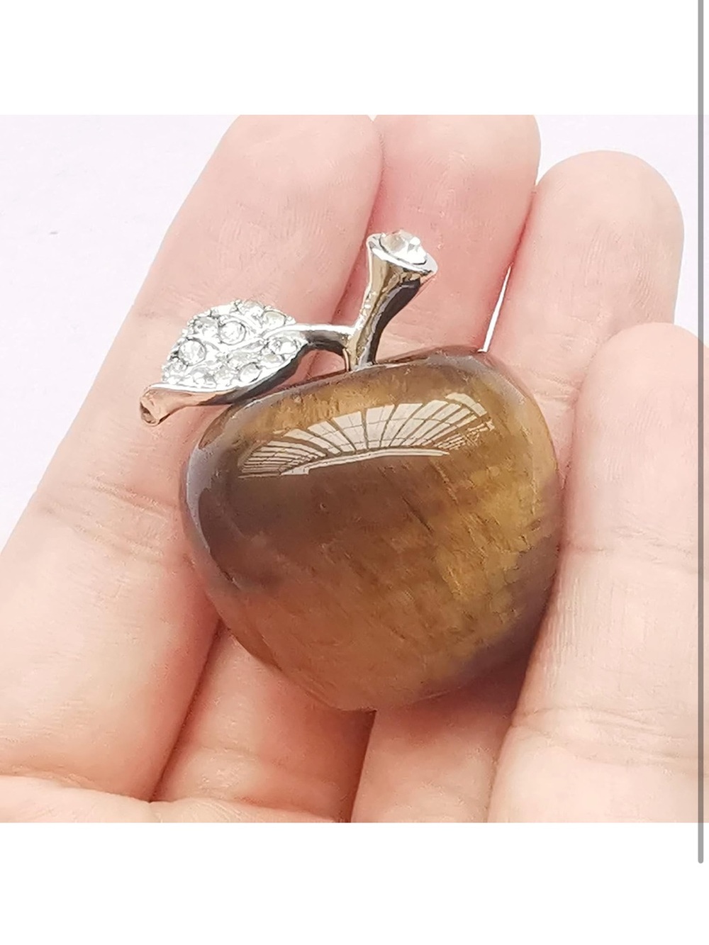Bacatgem 1 Pcs Tiger's Eye Apple Crystals and Healing Stones 1.18Inch
